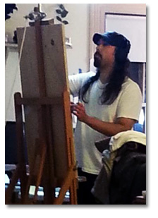 artmuffin painting in the studio